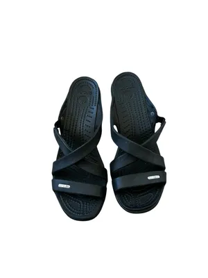 Crocs Cyprus Wedge Sandals Black Size US 9 Summer Festival Outdoors Comfort thumbnail 4