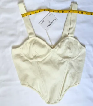 Peppermayo NWT Jaide Organic Cotton Rib Corset Top - Ivory - L thumbnail 13