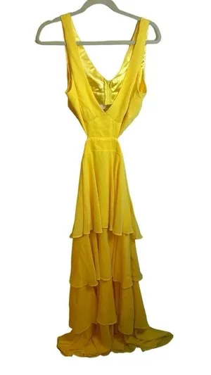 Nwt B Darlin Yellow Cut Out Tiered Maxi Dress thumbnail 2