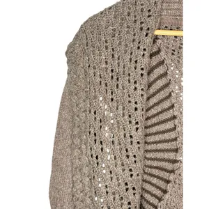 Angel of the North Cardigan Women XS Taupe Crochet Open Front‎ Shawl Collar Boho thumbnail 4