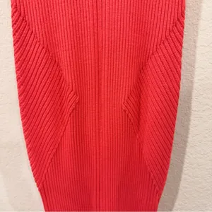 En Saison Tera Ribbed Knit Bodycon Vacation Midi Dress in Tomato Red Size Small thumbnail 3
