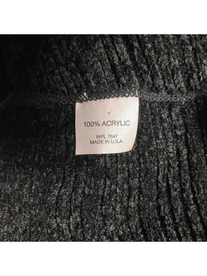 Made in USA Black Ribbed Knit Scarf Unisex Classic Winter Acrylic thumbnail 3