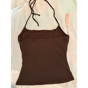 Qinsen Womens Halter Neck Camisole Top Brown Stretch Square Neck XS NWT thumbnail 2