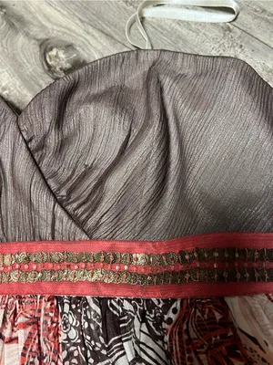 BCBGMaxAzria Vintage Y2K Strapless 100% Silk Paisley Beaded Babydoll Dress 2 thumbnail 11