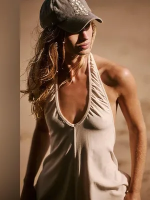 Free People Movement NEW! $60 Movement XS HOT SHOT HALTER ROMPER ONESIE Tofu Ivory Cream thumbnail 5