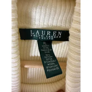 Lauren Ralph Lauren yellow‎ ribbed cotton blend turtleneck sweater top size PL thumbnail 4