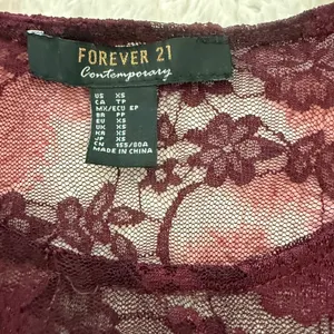 Forever 21 ✨ Y2K Dark Cherry Lace Bodysuit ✨ Sheer Floral Mesh Long Sleeve Goth Coquette Fairy Top XS thumbnail 2