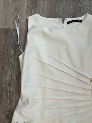 Ivanka Trump Floral Sheath Dress Womens Size 14 Ivory Sleeveless Gold Zipper thumbnail 8
