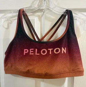 Peloton + Wear It To Heart Ombre Strappy Sports Bra in Pink and Brown thumbnail 1