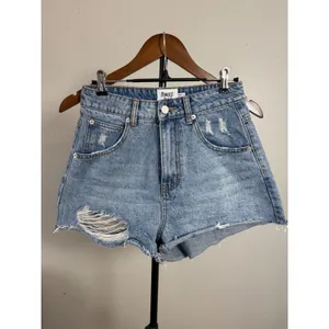 Princess Polly High Waisted Distressed Denim Shorts Light Wash Size 4 US thumbnail 5