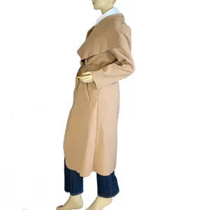 Parisian Camel Color Faux Wool Waterfall Shawl Open-Front Trench Jacket (M) thumbnail 6