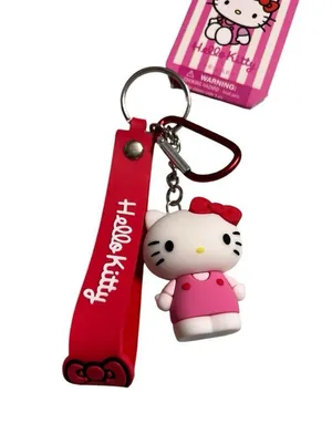 Hello Kitty Keychain with Red and Pink Accents NWT Sanrio thumbnail 2