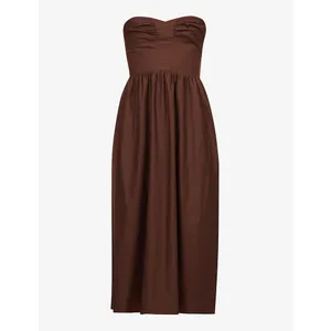 Reformation Buckley Strapless Midi Dress Brown Stretch Organic Cotton Size 2 New thumbnail 3