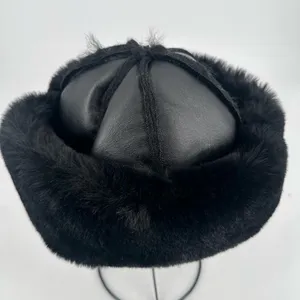 Zara Faux Leather & Fur Winter Hat Small Black Mob Wives‎ Goth Luxury Old Money thumbnail 3