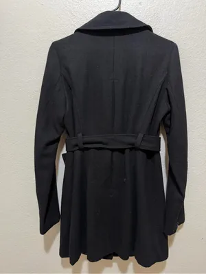 Tulle Y2K Wool Blend Black Belted Peacoat Size Medium Dark Academia thumbnail 2
