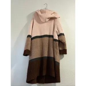 Torrid Coatigan Hooded Sweater wool blend cardigan 5 5x color block thumbnail 5
