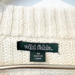 Wild Fable Sweater‎ Size XS Cream Knit Flare Sleeve Rolled Hem Crop Garden Party thumbnail 4