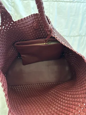 Moda Luxe Maroon Woven Tote Bag thumbnail 4