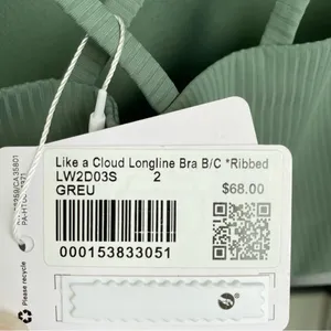 NWT Lululemon Like a Cloud Longline Bra B/C Ribbed in Grey Eucalyptus thumbnail 6