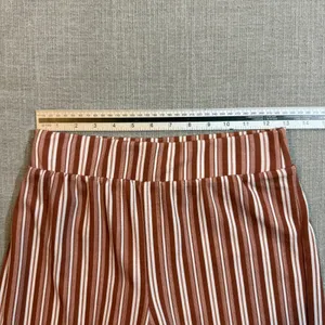 Boohoo 2 Piece Set Women US 4 Brown White Striped Crop Top Wide Leg Pants Boho thumbnail 3