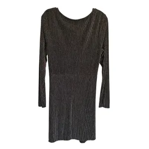 ROW-A‎ Metallic Pinstripe Faux Wrap Mini Dress Black Gold XXL Party Cocktail thumbnail 8