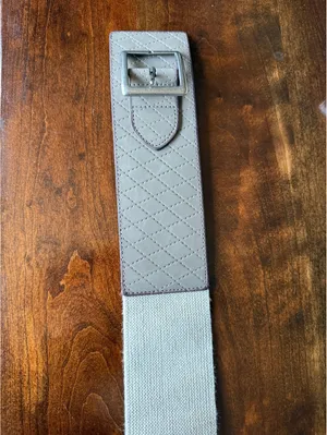 Wide Quilted Taupe Elastic Waist Belt with Buckle thumbnail 4