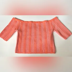 Aerie Reversible Sweater Cropped Top Picante Orange & Pink Soft Size Medium thumbnail 4