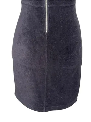 Forever 21 Black Velvet Faux Corduroy Spaghetti Strap Mini Dress Size M thumbnail 6