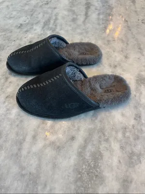 UGG Charcoal Suede Shearling Mule Slippers thumbnail 2