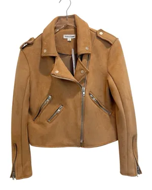 VICI NWT Mission District Pocketed Faux Suede‎ Moto Jacket Camel size Small thumbnail 1