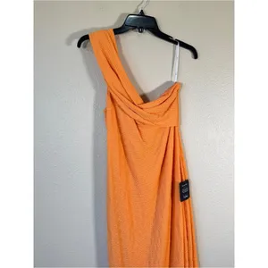 Lulus Orange Off Shoulder Maxi Dress Womens XL Summer Bodycon Minimalist Sleek thumbnail 9