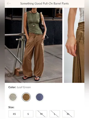 NWT Free People Something Good Pull-On Barrel Pants - leaf green army brown - XL thumbnail 9