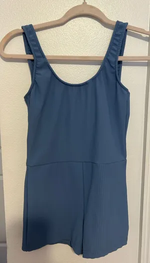 Edikted Drea Open Back Blue Sleeveless Ribbed Romper thumbnail 1