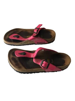 Birkenstock Gizeh Birko-Flor Patent Sandals Pink 38 Women's Size 7 thumbnail 4
