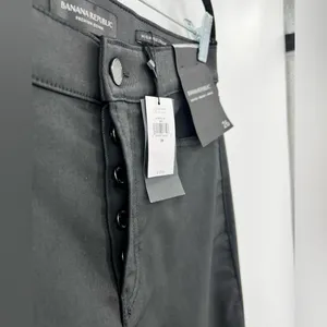 🆕 NWT Banana Republic High Rise Straight Leg Ankle Jeans Wax Coated Black Sz 26 thumbnail 14
