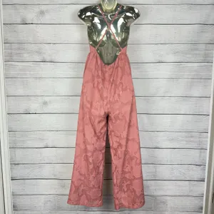 Lulus‎ Days of Beauty Rusty Rose Burnout Floral Surplice Jumpsuit Sz Small Party thumbnail 7