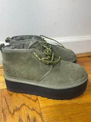 Ugg Neumel Heritage 2” Platform Burnt Olive Suede Wool Boots Womens Size 11 thumbnail 4