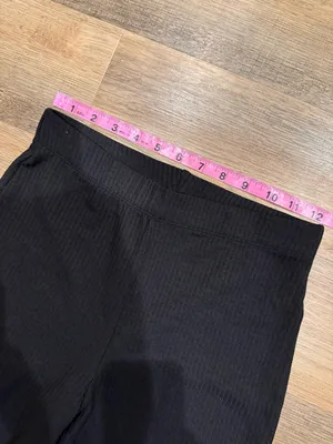 H&M Black Ribbed Wide-Leg Knit Pants thumbnail 4