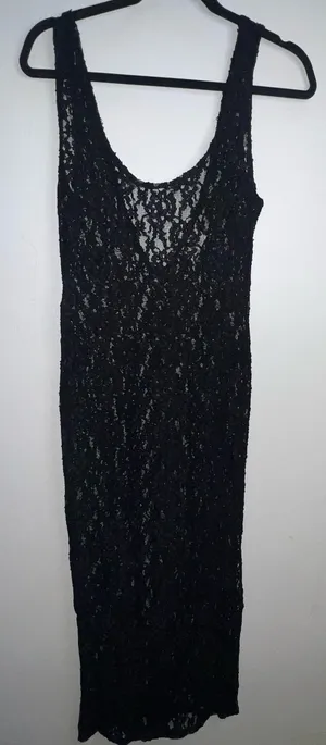 Vintage Victoria's Secret Small Black Lace Sleeveless Maxi Dress thumbnail 1