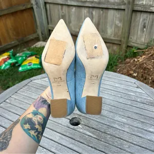 Marc Fisher ZALA BLOCK‎ HEEL POINTY TOE PUMP - Light Blue Denim- size 5.5 thumbnail 11