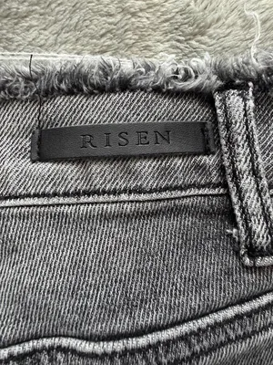 RISEN Women’s Distressed Raw Hem/Waist Gray Frayed Hem Jeans 30 thumbnail 4