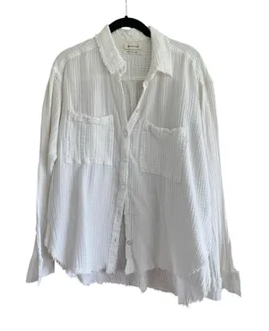 Urban Outfitters Gauzy Button Down Top White Size Medium thumbnail 1