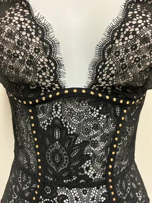 Victoria's Secret Black Rivet Bodysuit thumbnail 6