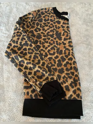 Women's No Boundaries Leopard Print Long Sleeve Sweatshirt - Brown/Black Size M thumbnail 4