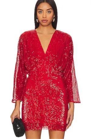 ASTR Devika Sequin Mini Dress Red Size Small Backless Colorful Party Holiday thumbnail 1