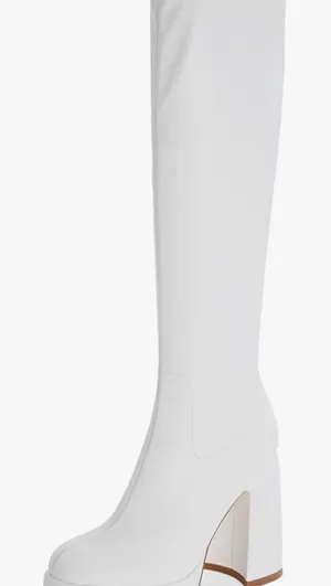 White Block Heel Women's Pumps Size 7 thumbnail 1