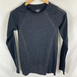 Athleta Black Silver Metallic Glitter Flurry Shine Base Layer Top Size XS thumbnail 4