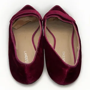 Lands End Womens Velvet Pointed Toe Loafer Flats Burgundy Red Size 7 Parisian thumbnail 5