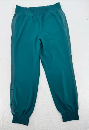 Chico’s Zenergy Green Joggers Satin Side Stripe Parachute Track Pants Size 1.5/M thumbnail 1