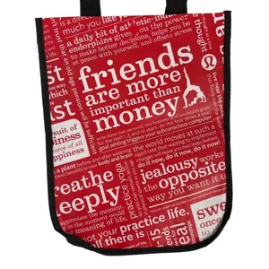 Lululemon Friends are More Important Than Money Shopping Tote Bag Red Black thumbnail 11